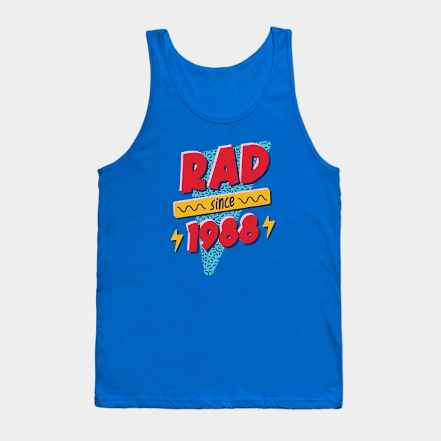 Rad Since 1988 // Retro Memphis Style 90s Nostalgia Tank Top by SLAG_Creative